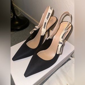 J'ADIOR SLINGBACK PUMP BLACK TECHNICAL FABRIC